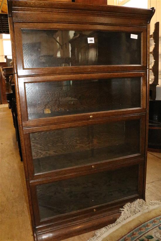 Oak sectional bookcase with 4 glazed sections